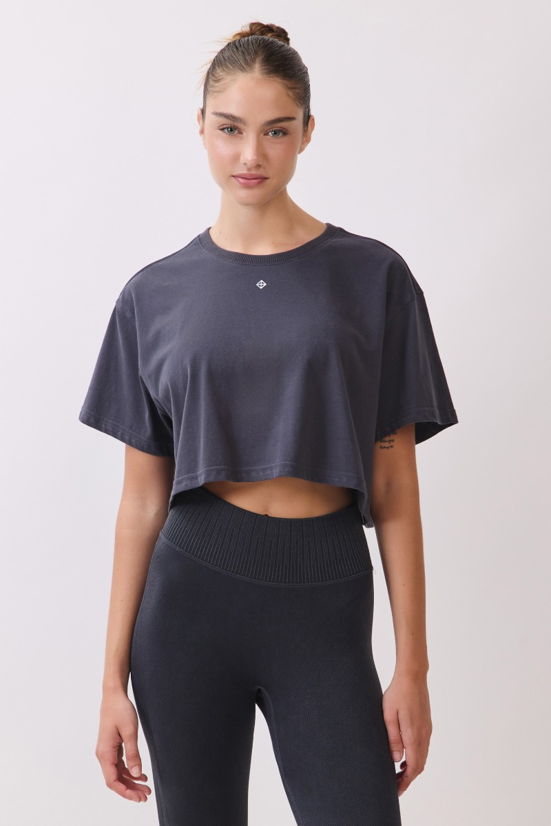 TS113 BRUSHED CROP T-SHIRT CHARCOAL サイズ: F