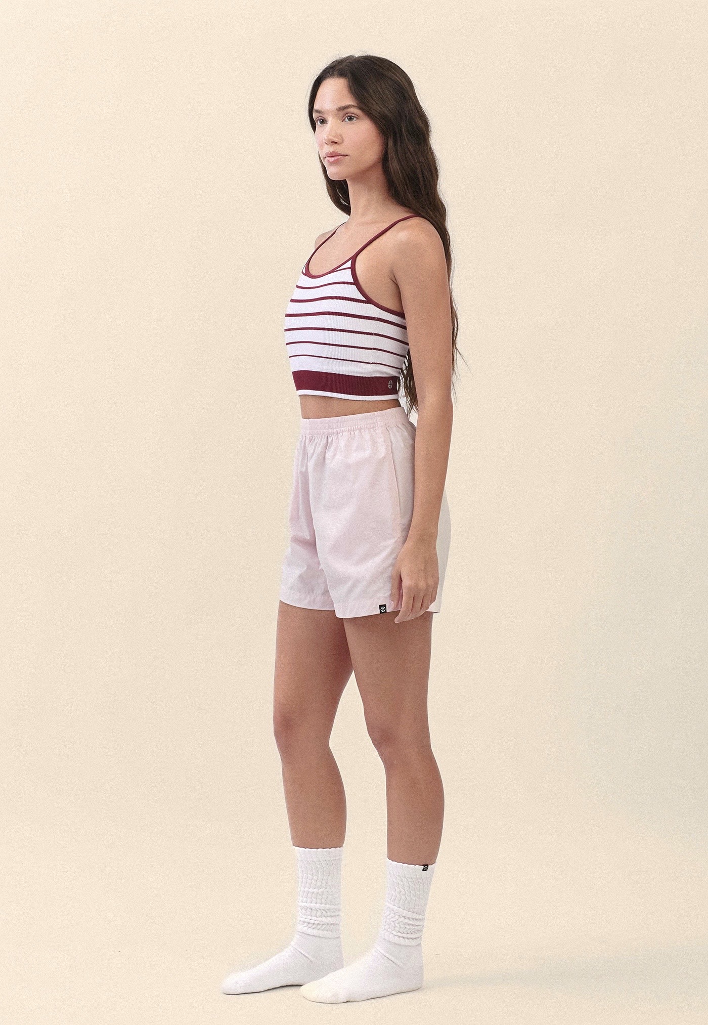TB016 ESSENTIAL STRIPE BRATOP BURGUNDY STRIPE サイズ: S/M