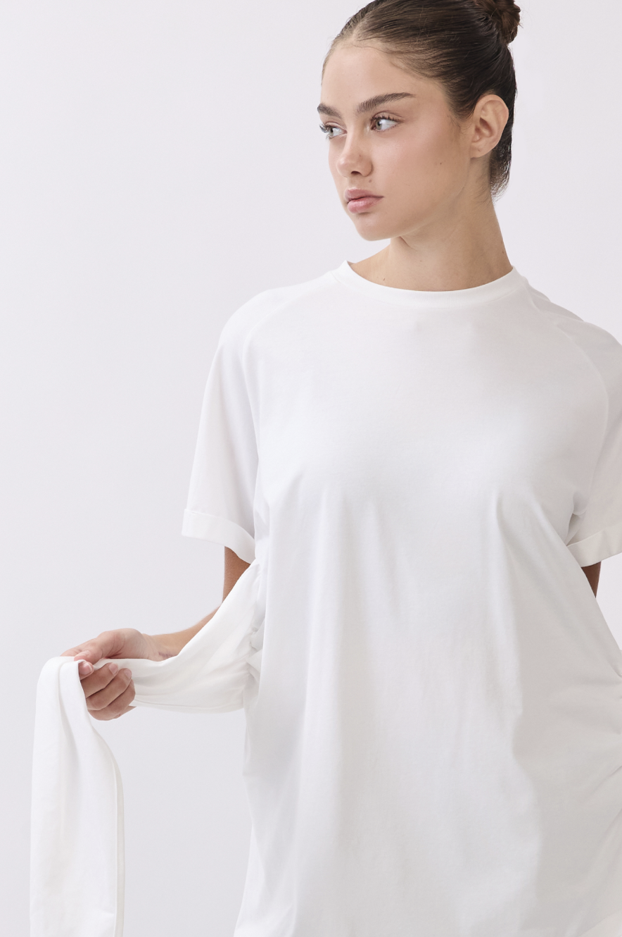 TS115 BELTED T-SHIRT WHITE サイズ: S/M