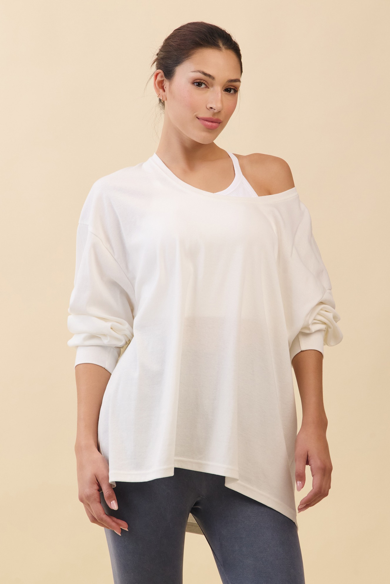 TL141 PURE COTTON LONG TEE WHITE
