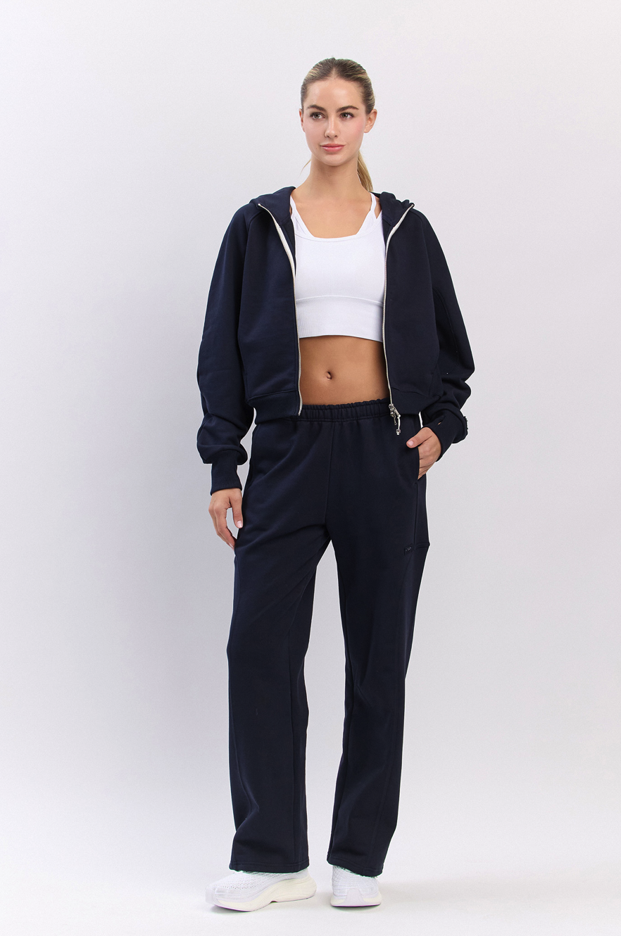 TZ141 RIBBED BLOCK ZIP-UP NAVY サイズ: ONESIZE