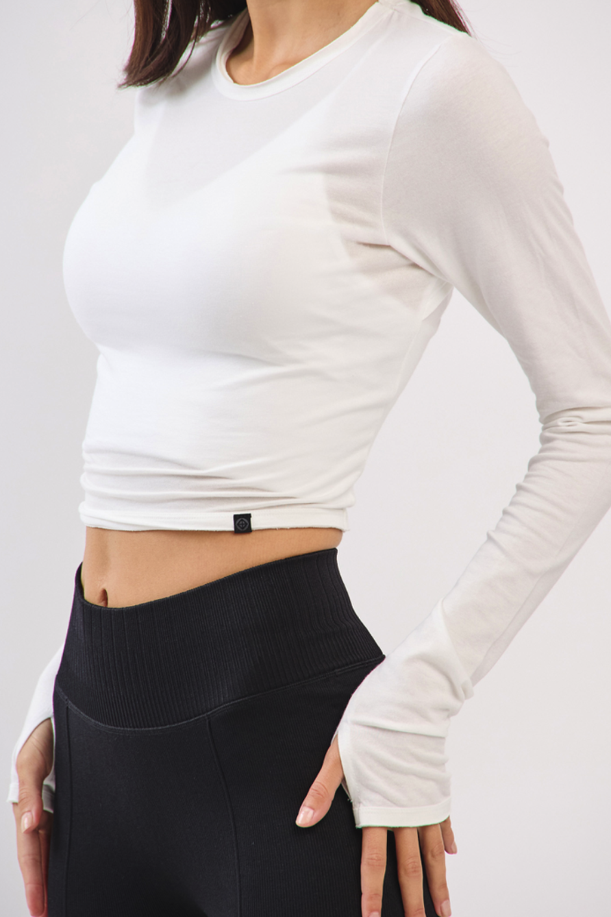 TL125 BACK OPEN L/S TOP IVORY サイズ: S/M