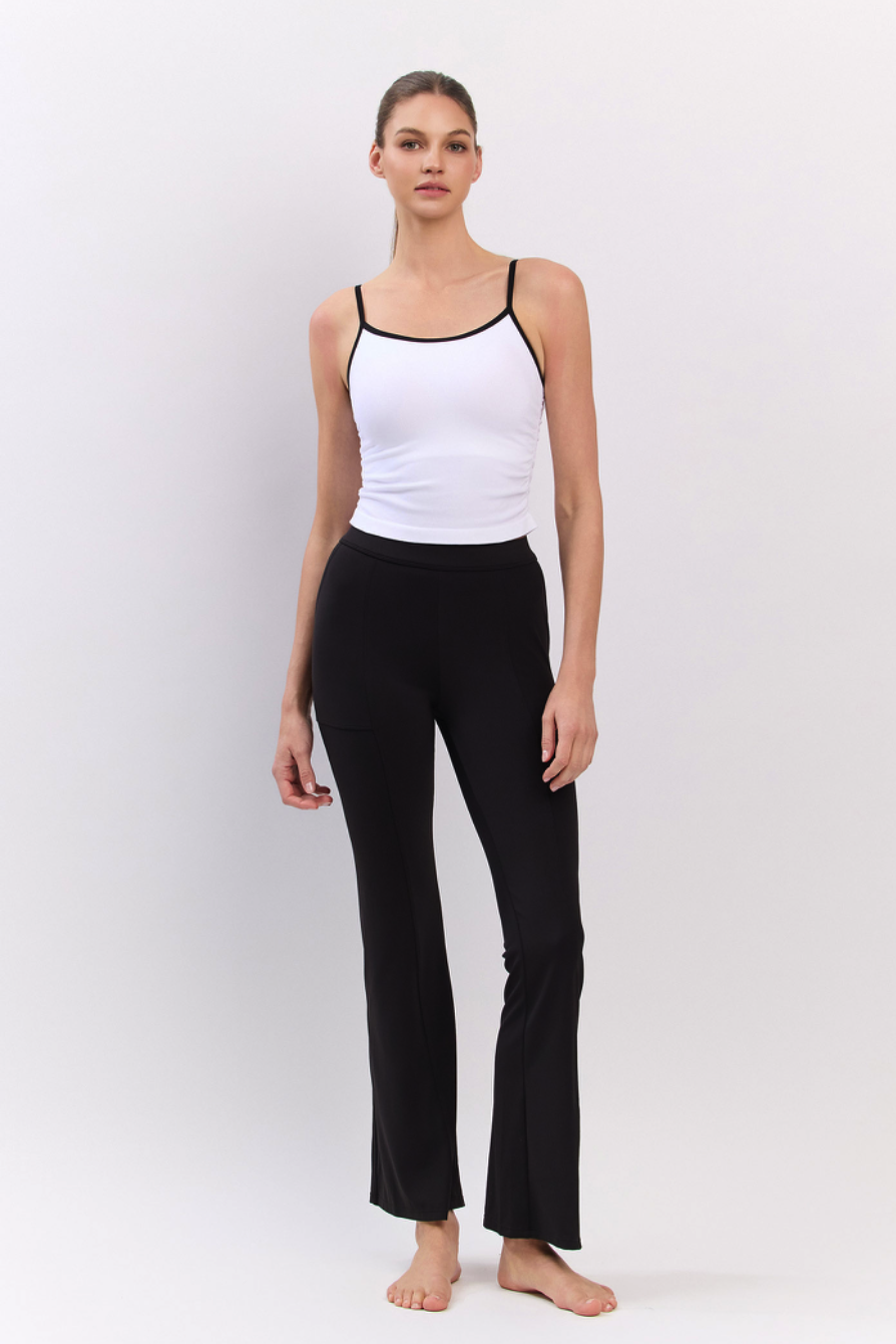 PL408 SLIT BOOT-CUT PANTS BLACK サイズ: S/M