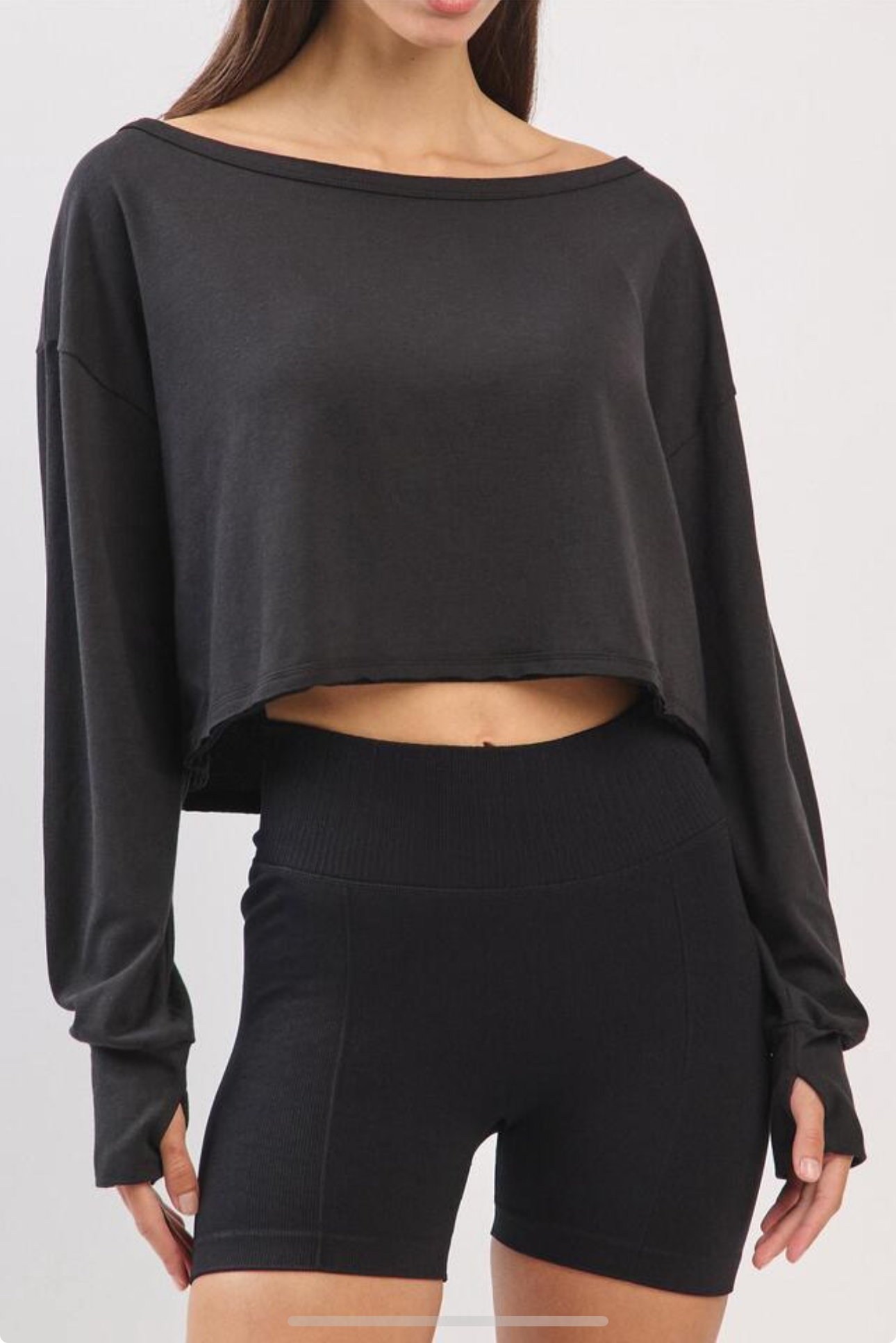 TL128 CROP MESH L/S TOP BLACK サイズ: ONESIZE