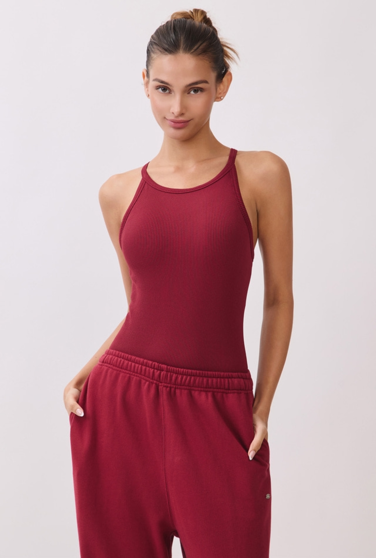 TT002 SIGNITURE HALTER TANK BURGUNDY サイズ: S/M