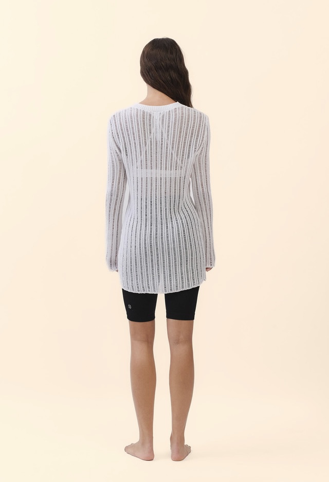 SP205 SHEER COVER-UP KNIT WHITE SOLID サイズ: F