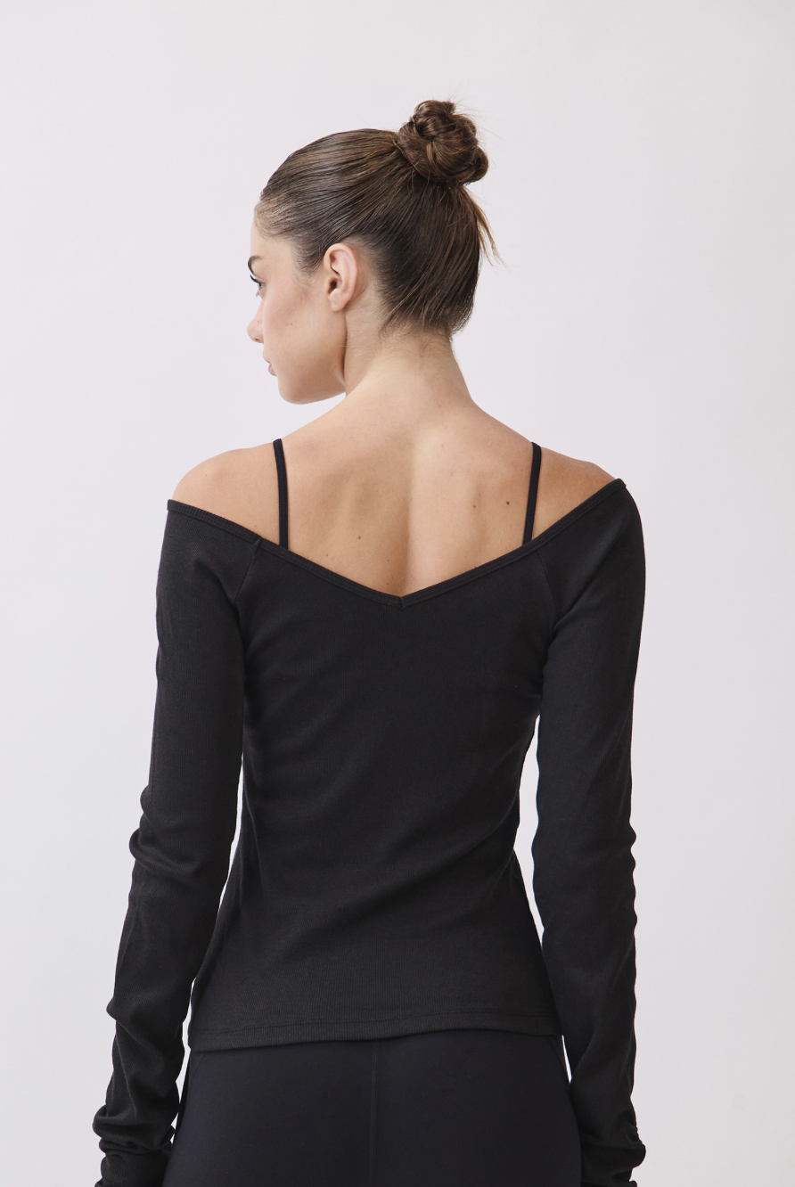 TL134 RIBBED L/SLEEVE T-SHIRT BLACK サイズ: S/M