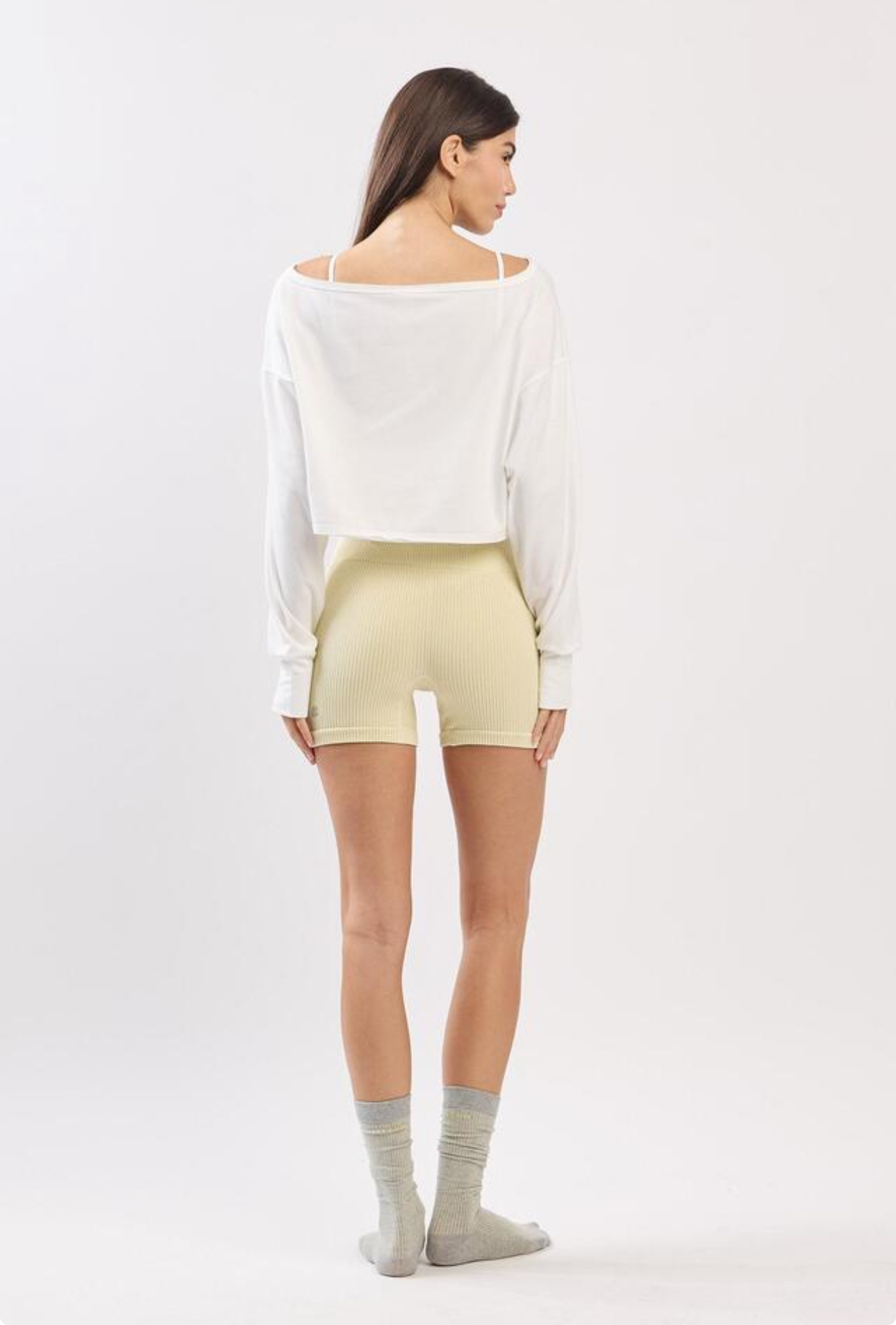 TL128 CROP MESH L/S TOP IVORY サイズ: ONESIZE