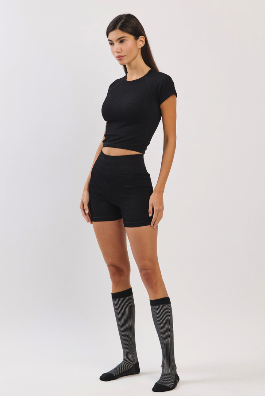 TS006 WAFFLE TOP BLACK サイズ: S/M