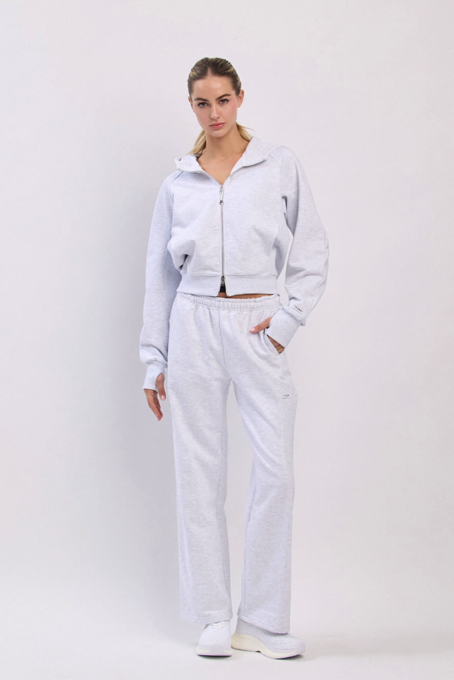 TZ141 RIBBED BLOCK ZIP-UP L.GRAY サイズ: ONESIZE