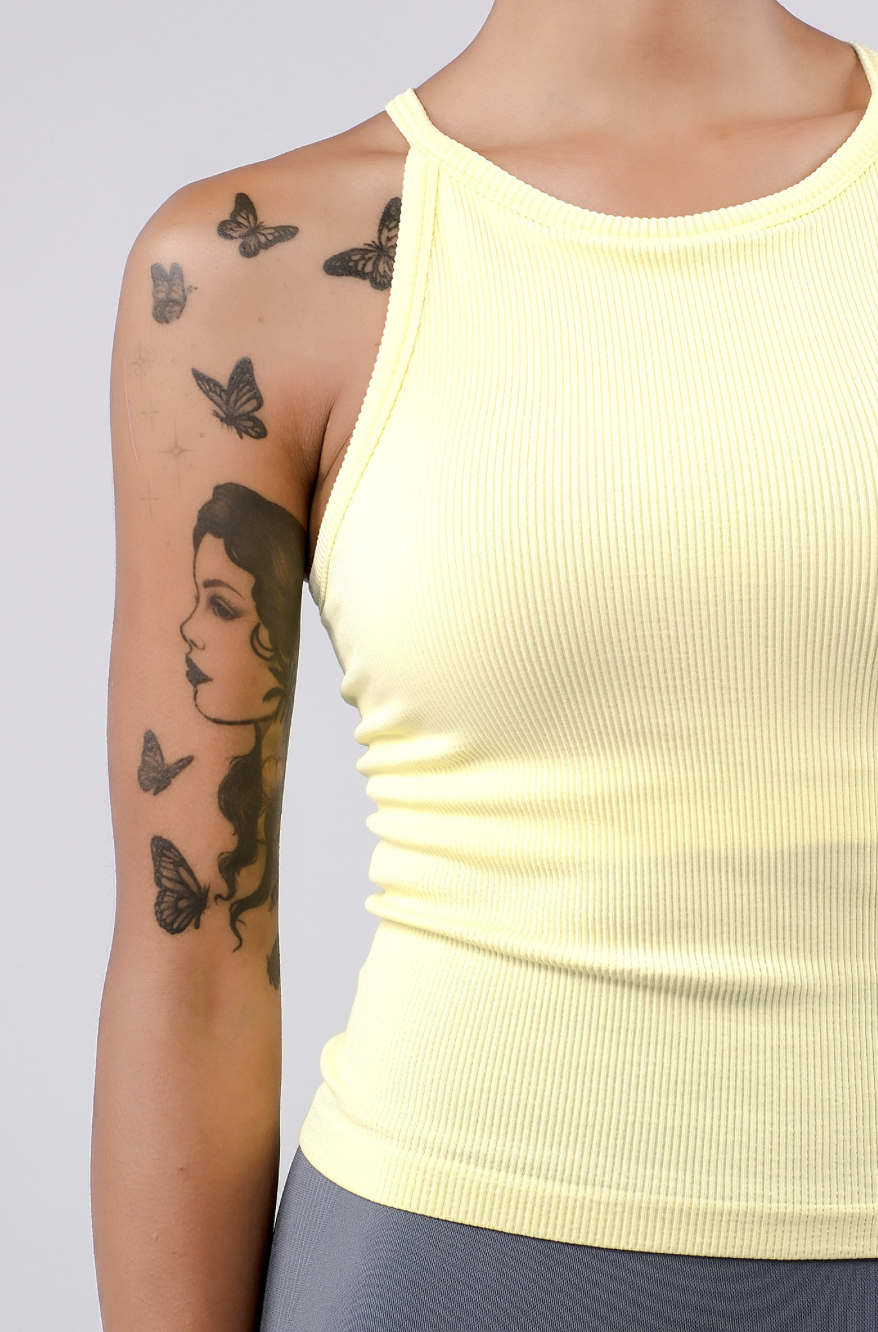 TT002 SIGNITURE HALTER TANK YELLOW サイズ: S/M