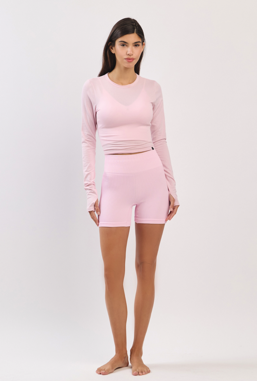 TL125 BACK OPEN L/S TOP PINK サイズ: S/M