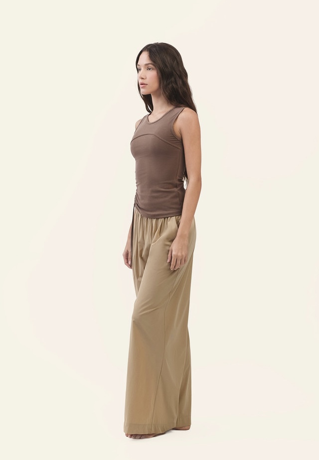 PT434 WOVEN WIDE PANTS D.BEIGE SOLID サイズ: SS