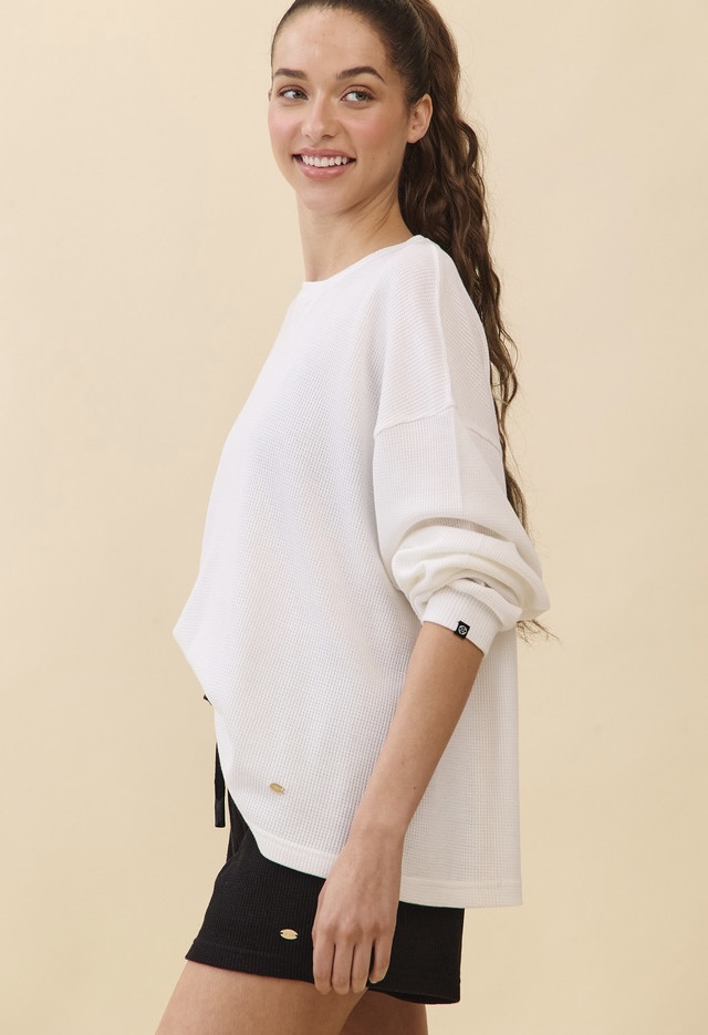 TL138 SOFT WAFFLE LONG TEE WHITE SOLID サイズ: ONESIZE