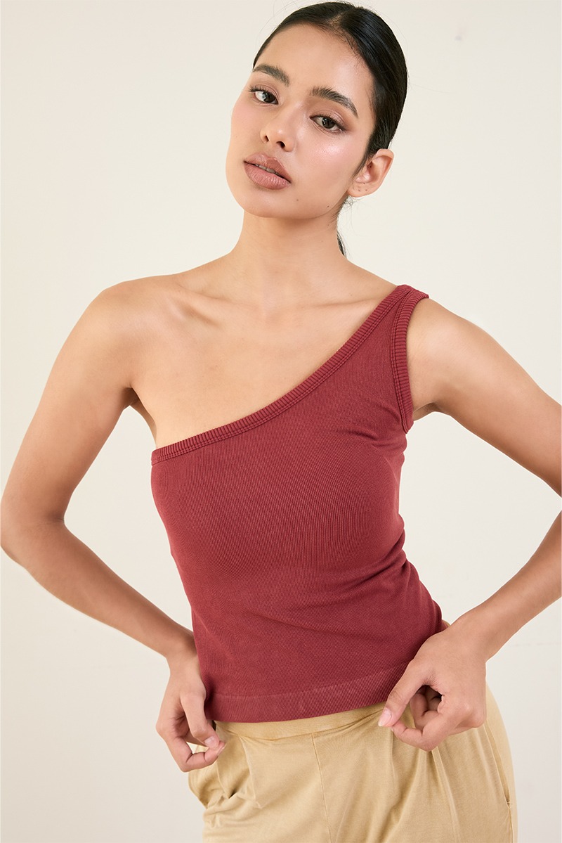 [50%OFF] TT020 ILLUSION TANK TOP BURGUNDY FADE