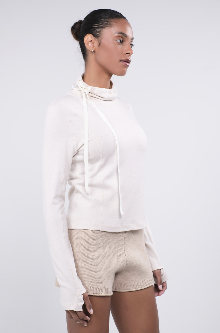TL132 L/SLEEVE MOCKNECK T-SHIRT IVORY サイズ: S/M