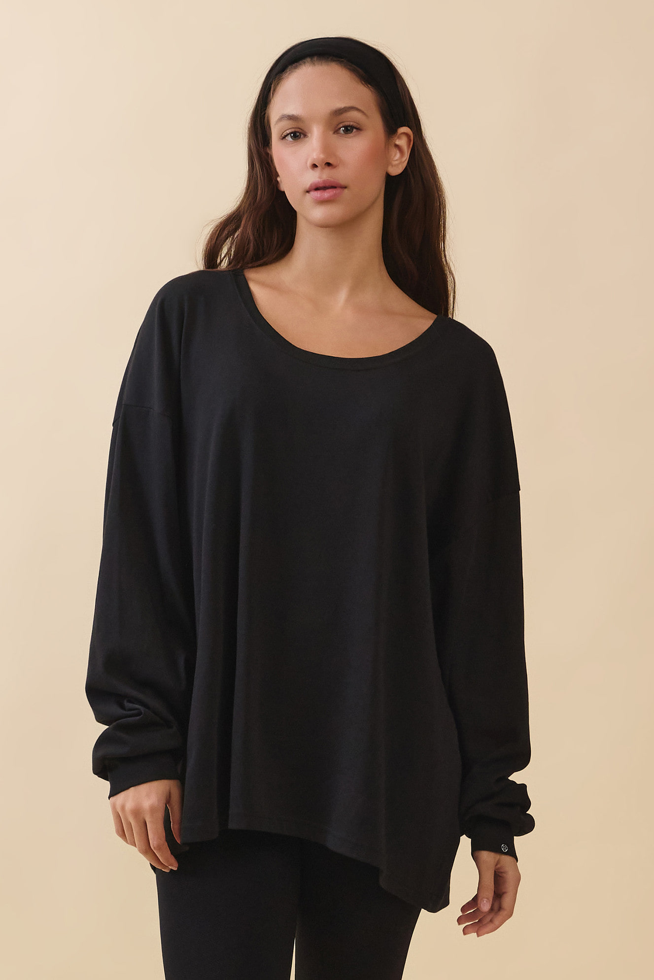 TL141 PURE COTTON LONG TEE BLACK
