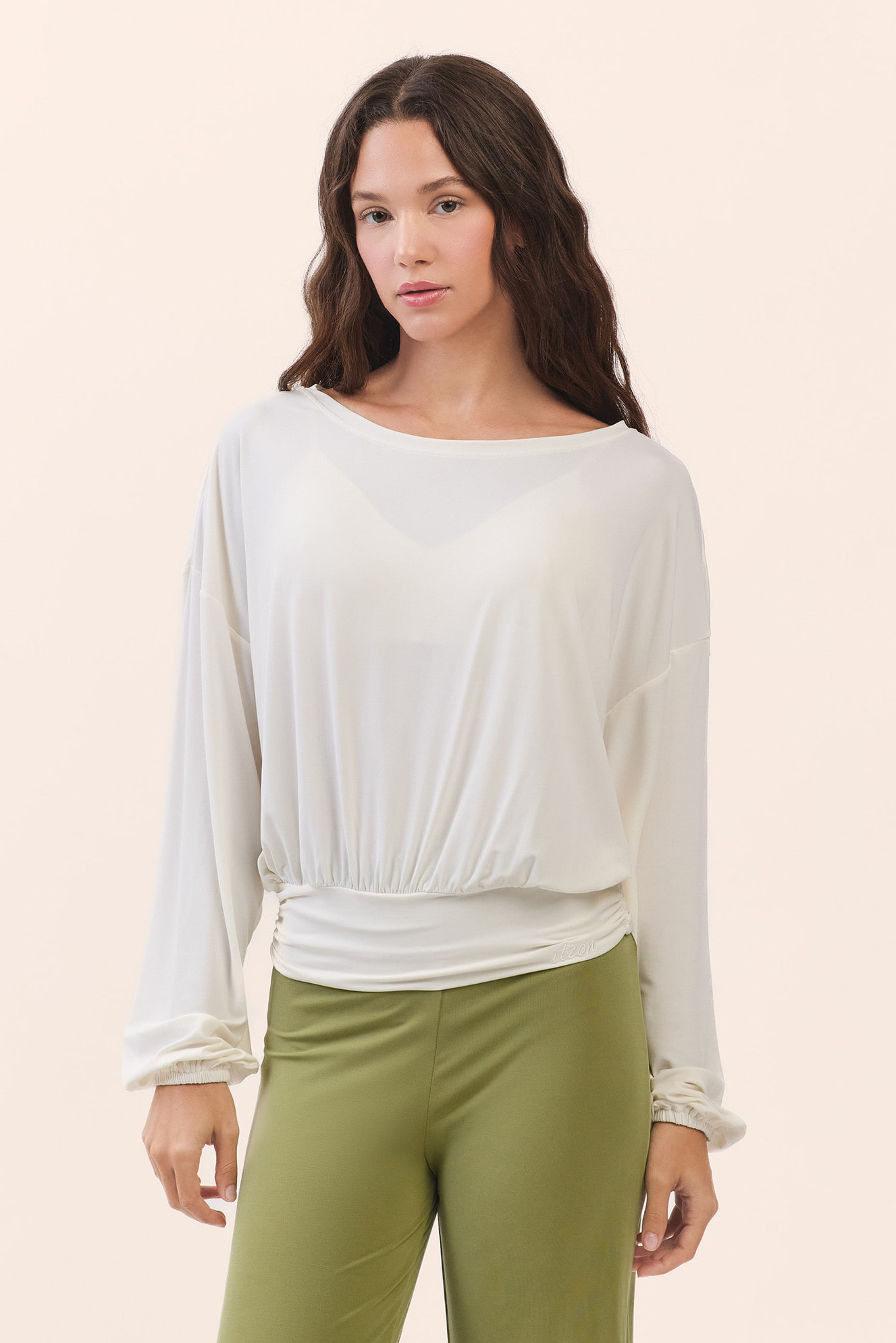TL137 CUPRA BANDING CROP TEE IVORY SOLID