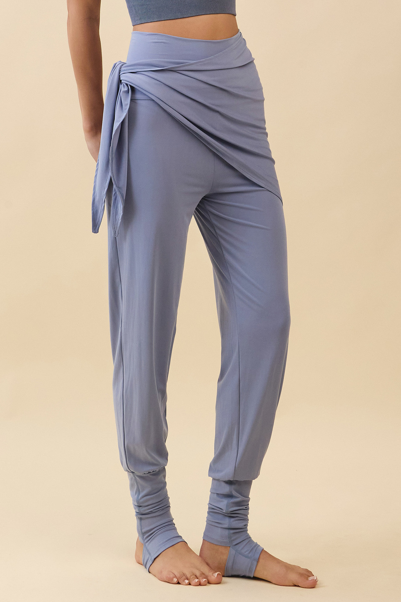 PR473 RELAX WRAP COVER-UP PANTS ASH BLUE SOLID