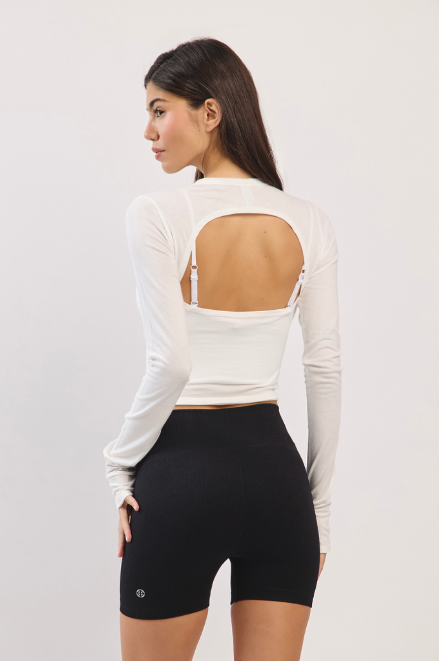 TL125 BACK OPEN L/S TOP IVORY サイズ: S/M