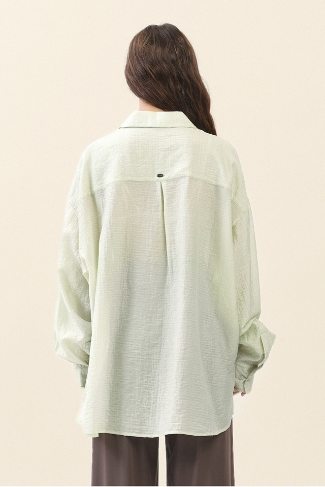 ST194 WRINKLED SLIT SHIRT LIME SOLID サイズ: F