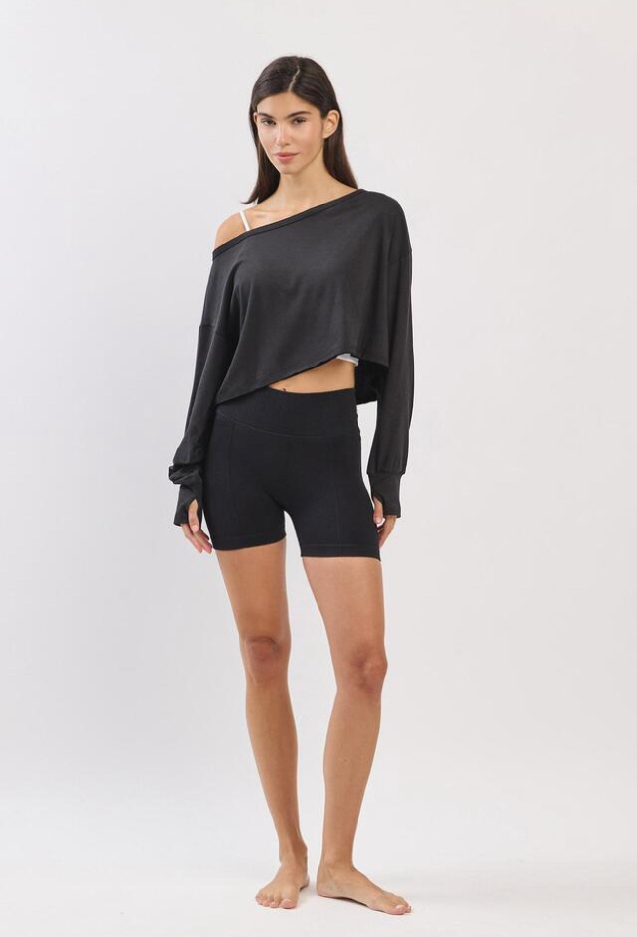 TL128 CROP MESH L/S TOP BLACK サイズ: ONESIZE
