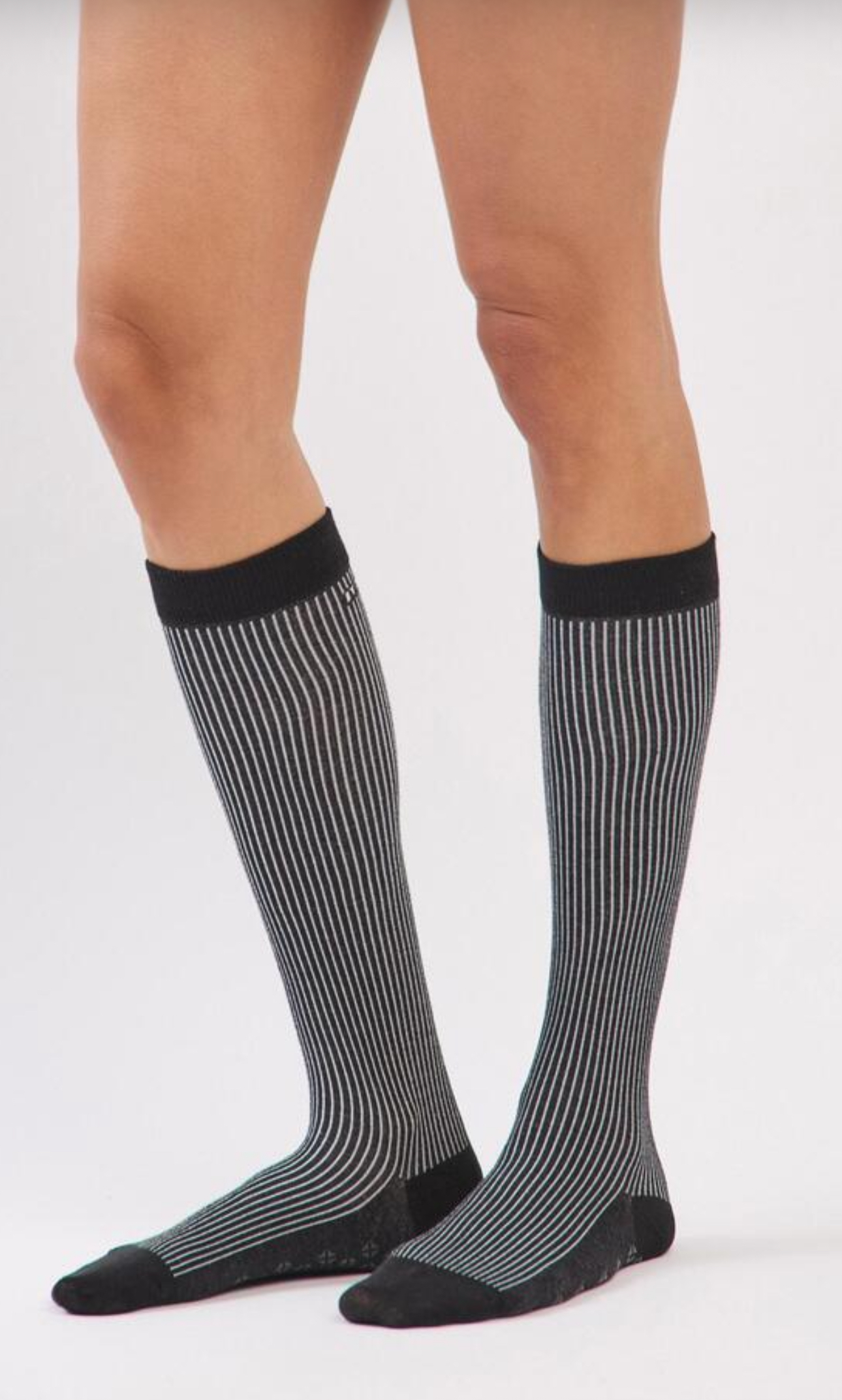 AS552 2-TONE RIBBED KNEE SOCKS BLACK サイズ: ONESIZE