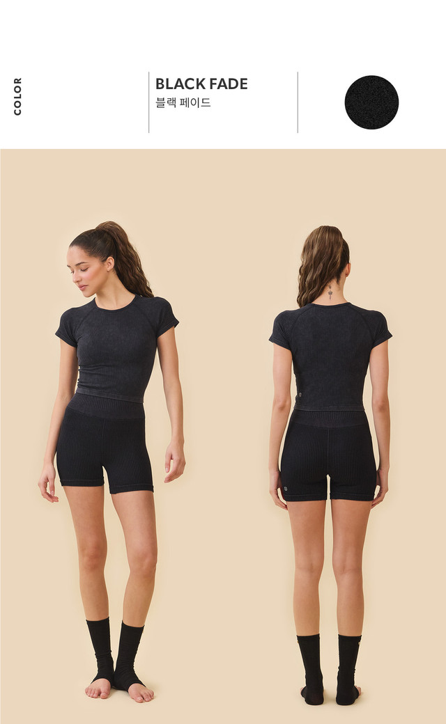 TS006 WAFFLE SEAMLESS SHORT TEE BLACK FADE サイズ: S/M