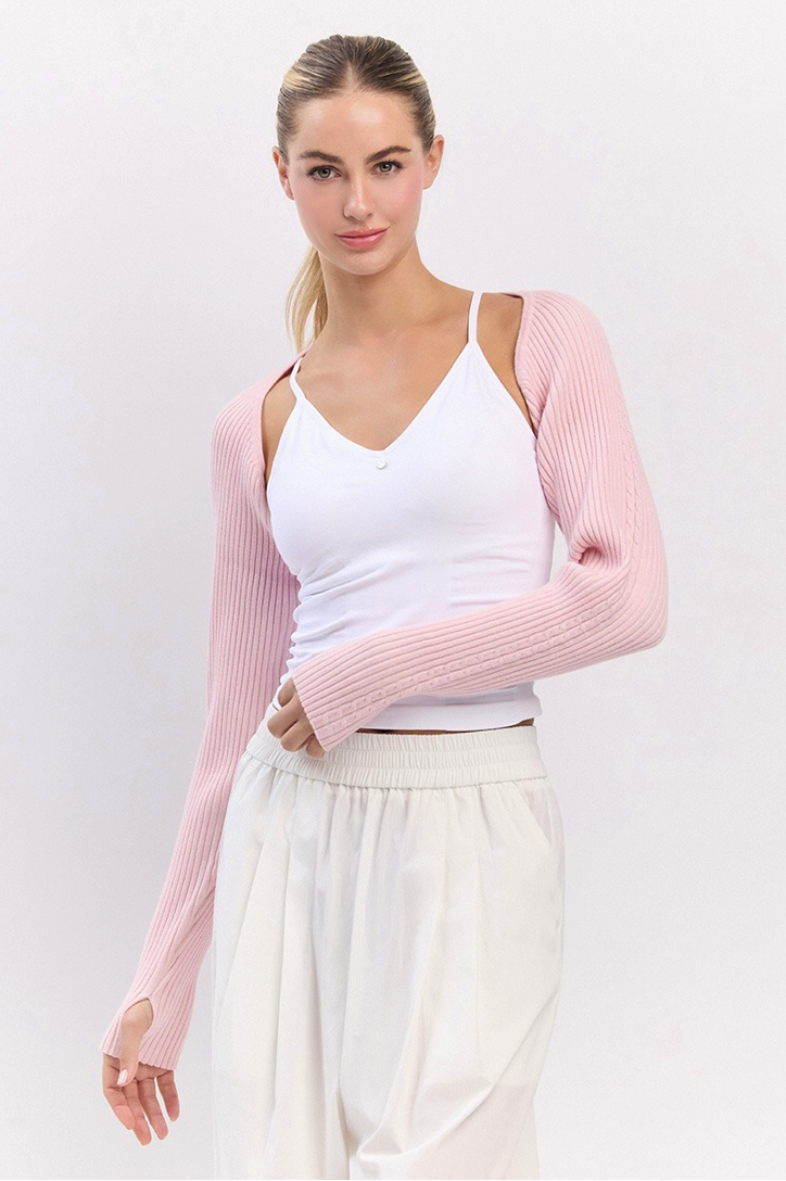 SC232 TWO-TONE BOLERO KNIT PINK