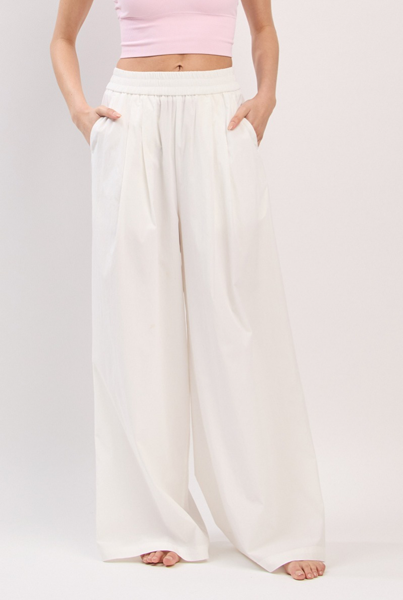 PL482 PLEATED WIDE PANT WHITE