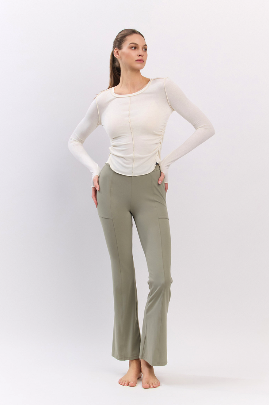 PL408 SLIT BOOT-CUT PANTS GRAY サイズ: S/M