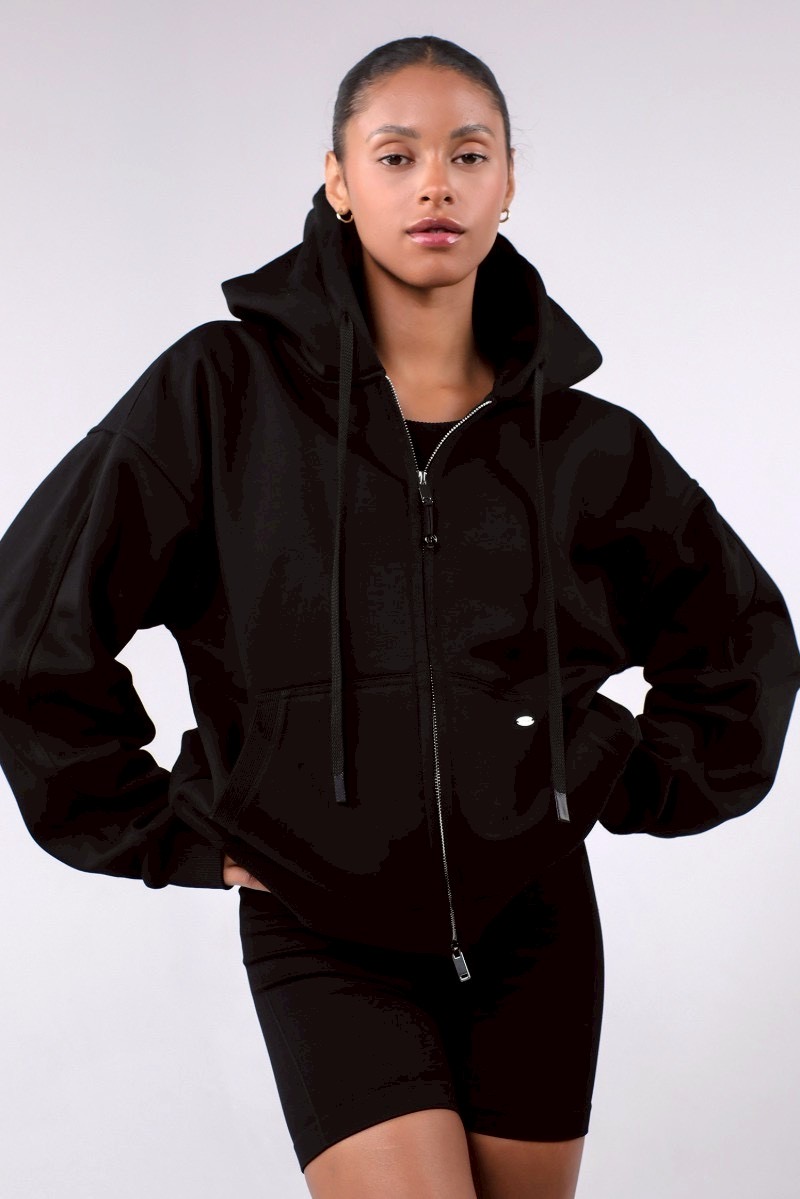 TZ152 ZIP-UP HOODIE BLACK
