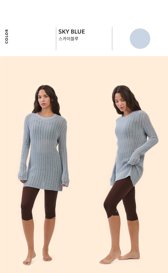 SP205 SHEER COVER-UP KNIT SKY BLUE SOLID サイズ: F