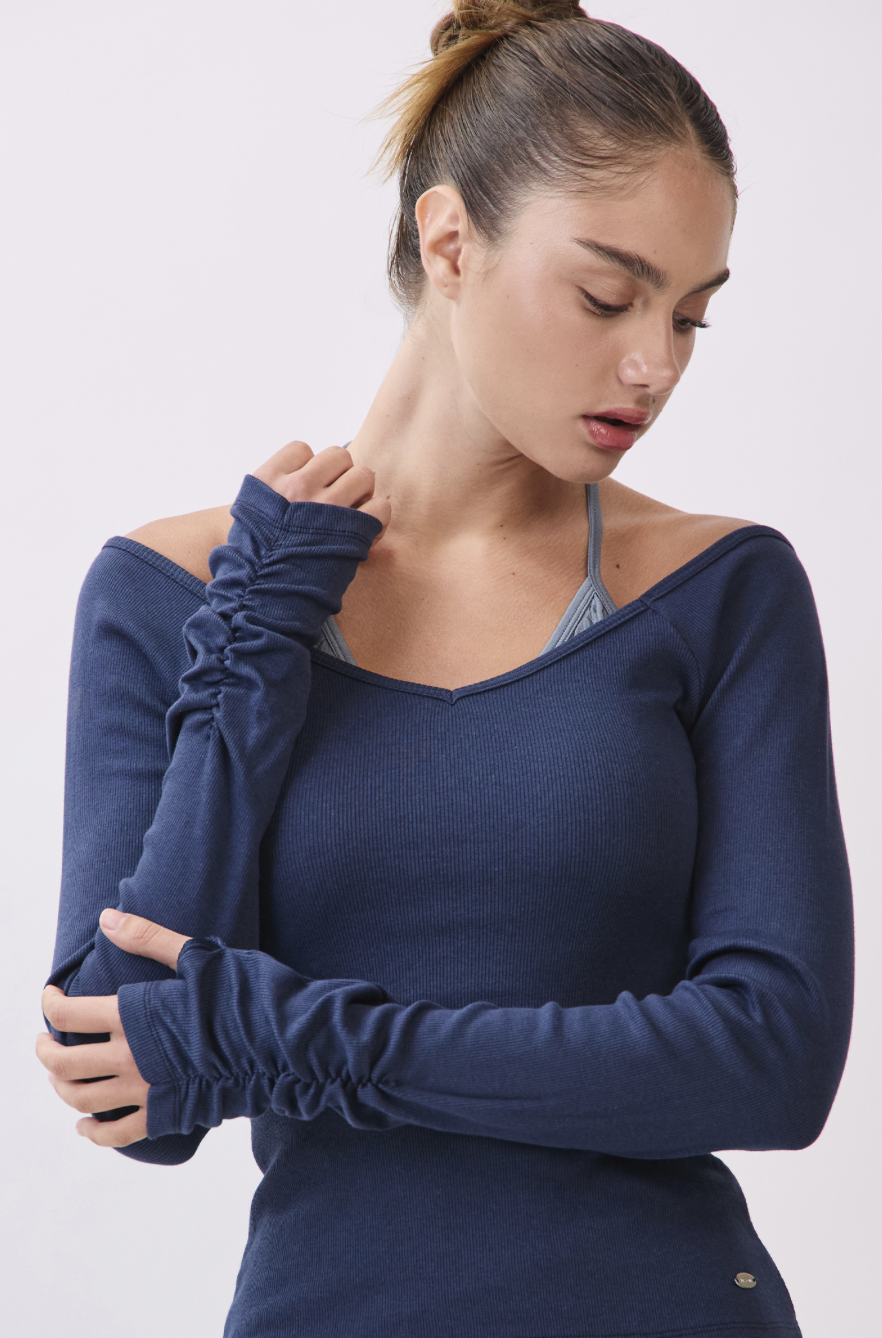 TL134 RIBBED L/SLEEVE T-SHIRT D.GRAY サイズ: S/M