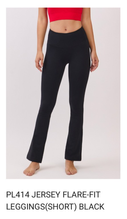 PL414 JERSEY FLARE-FIT LEGGINGS(SHORT) BLACK サイズ: S/M