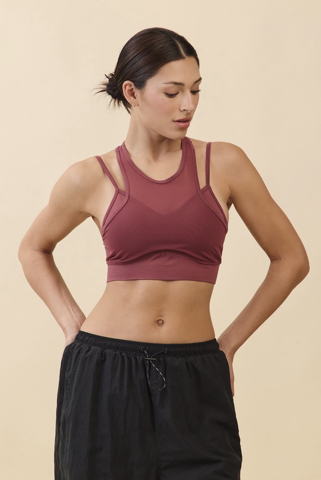 TB043 STIRA HIGH-TENSION BRATOP BURGUNDY SOLID サイズ: S/M