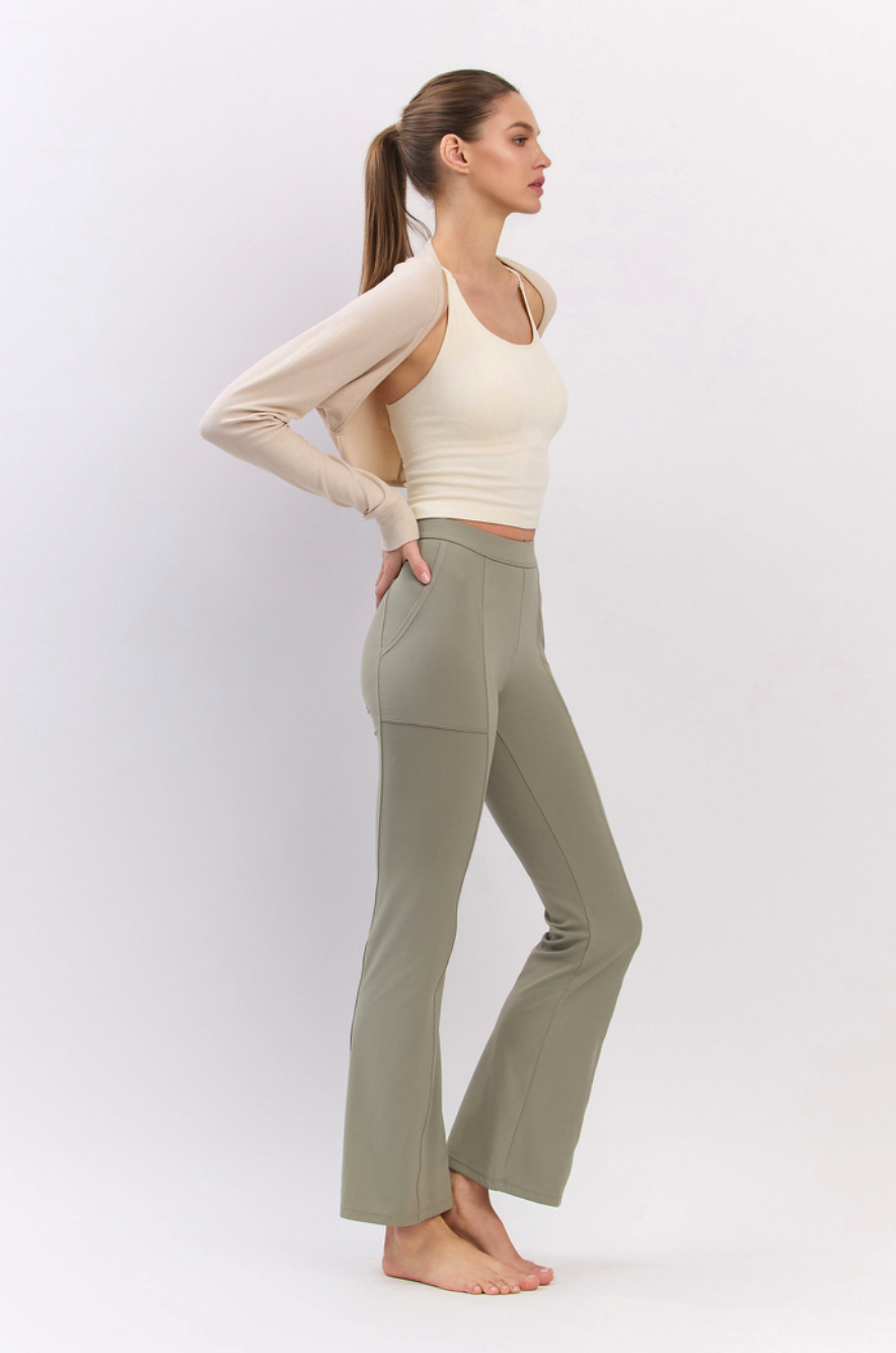 PL408 SLIT BOOT-CUT PANTS GRAY サイズ: S/M
