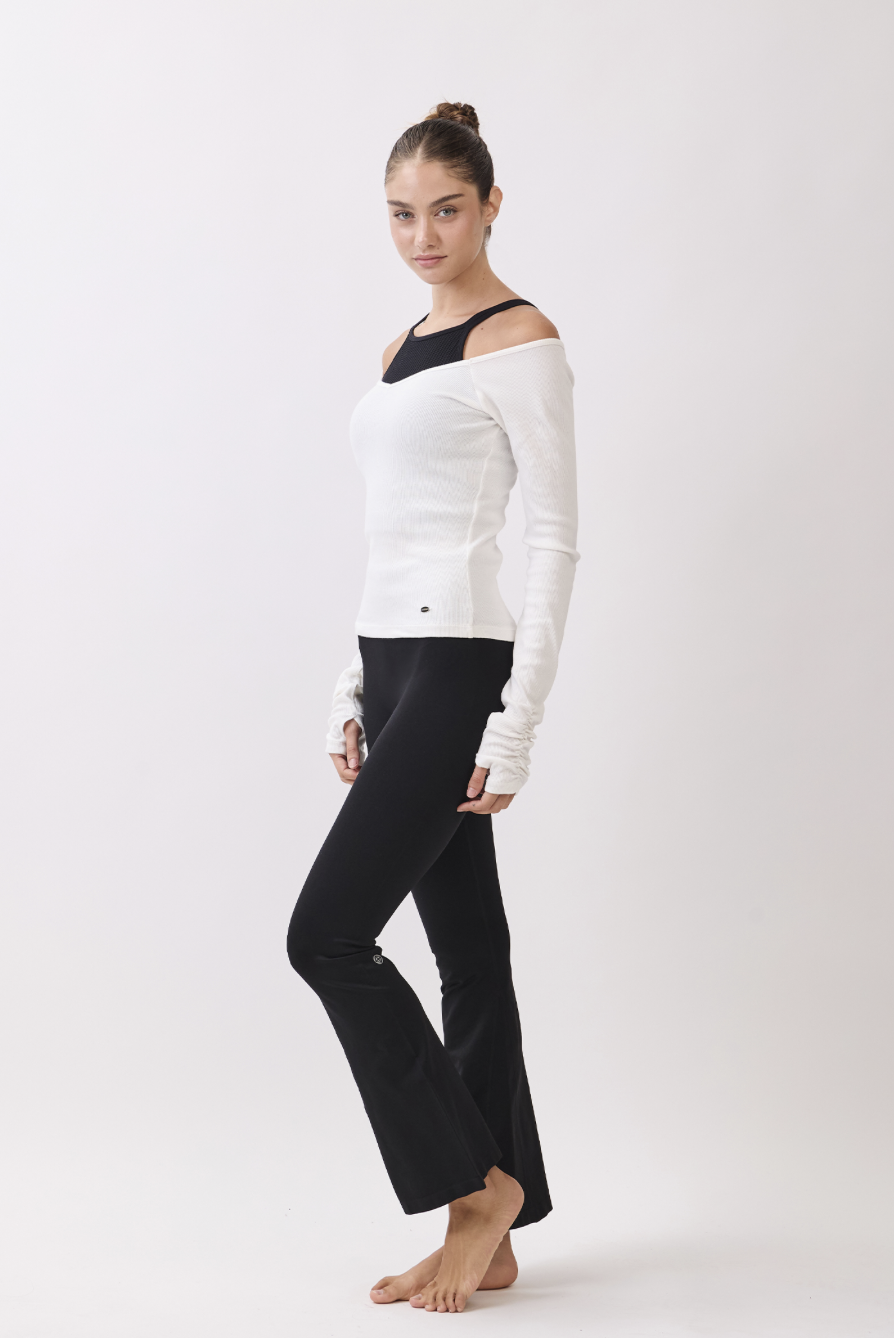 TL134 RIBBED L/SLEEVE T-SHIRT WHITE サイズ: S/M