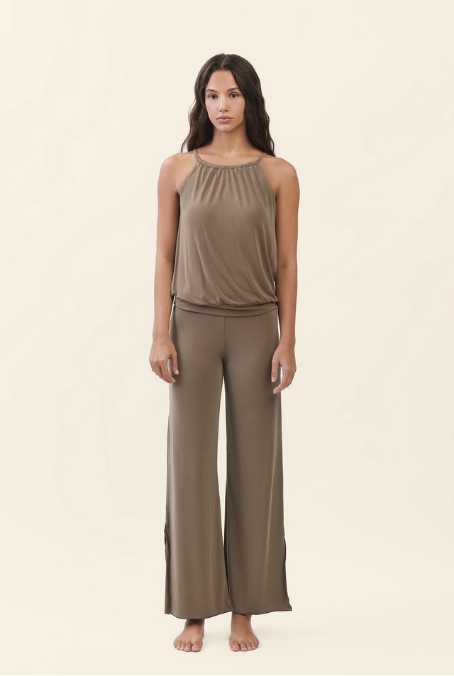 TT032 RELAX HALTER TANKTOP MILK CHOCOLATE  SOLID サイズ: SS