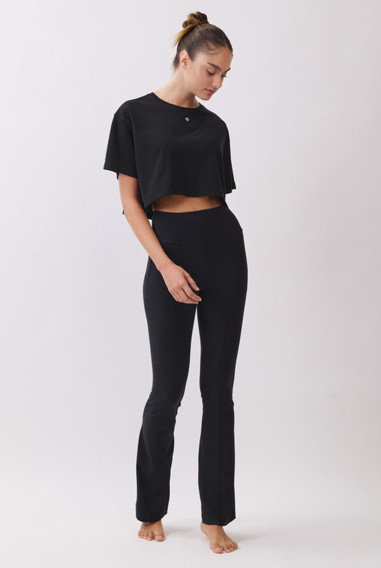 TS113 BRUSHED CROP T-SHIRT BLACK サイズ: F