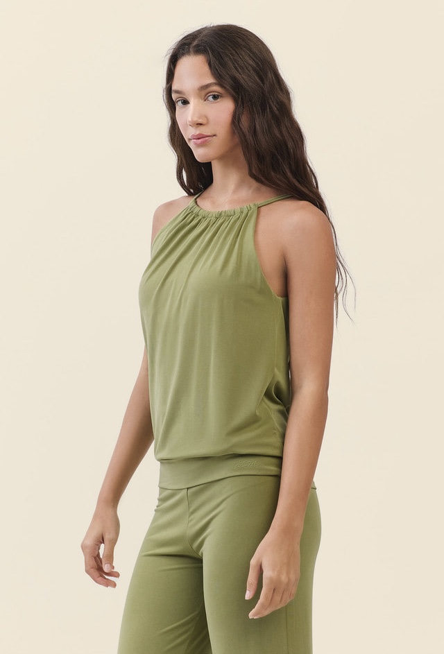 TT032 RELAX HALTER TANKTOP OLIVE SOLID サイズ: SS