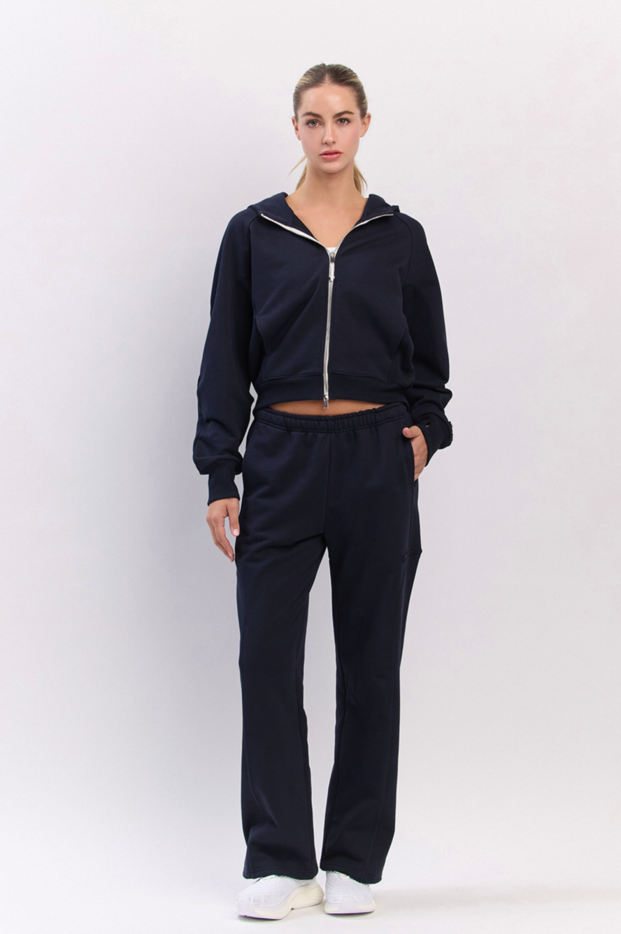 TZ141 RIBBED BLOCK ZIP-UP NAVY サイズ: ONESIZE