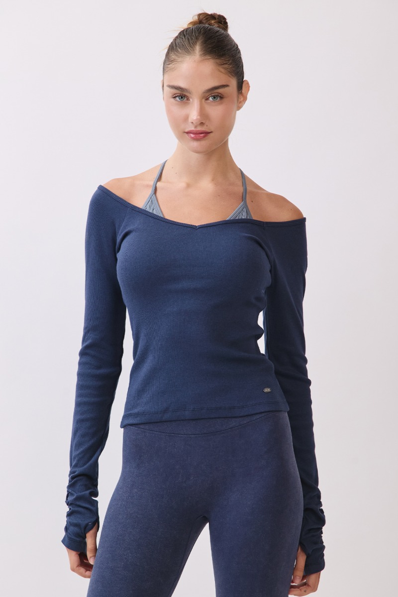 TL134 RIBBED L/SLEEVE T-SHIRT D.GRAY サイズ: S/M