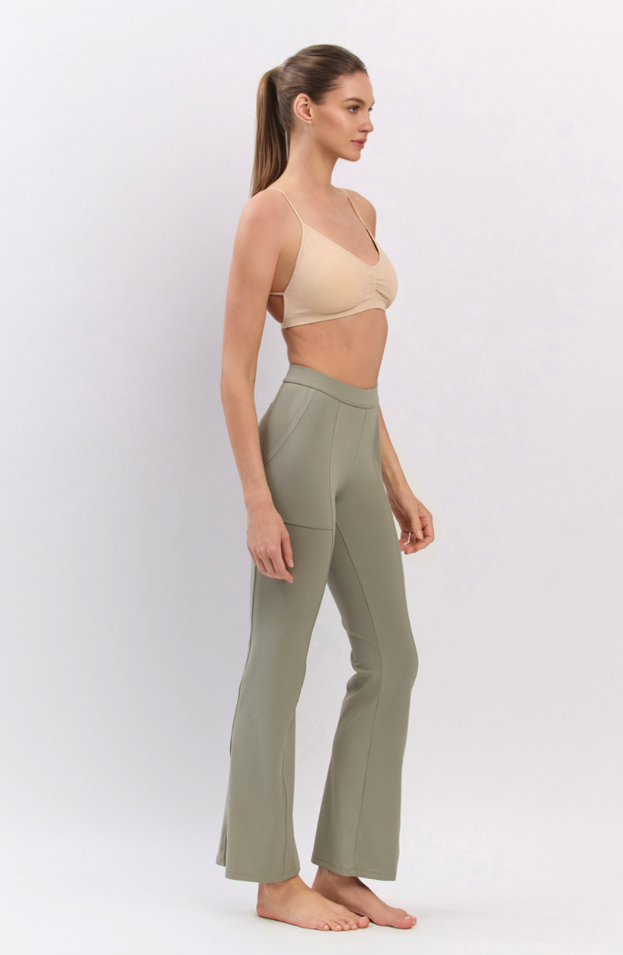 PL408 SLIT BOOT-CUT PANTS GRAY サイズ: S/M