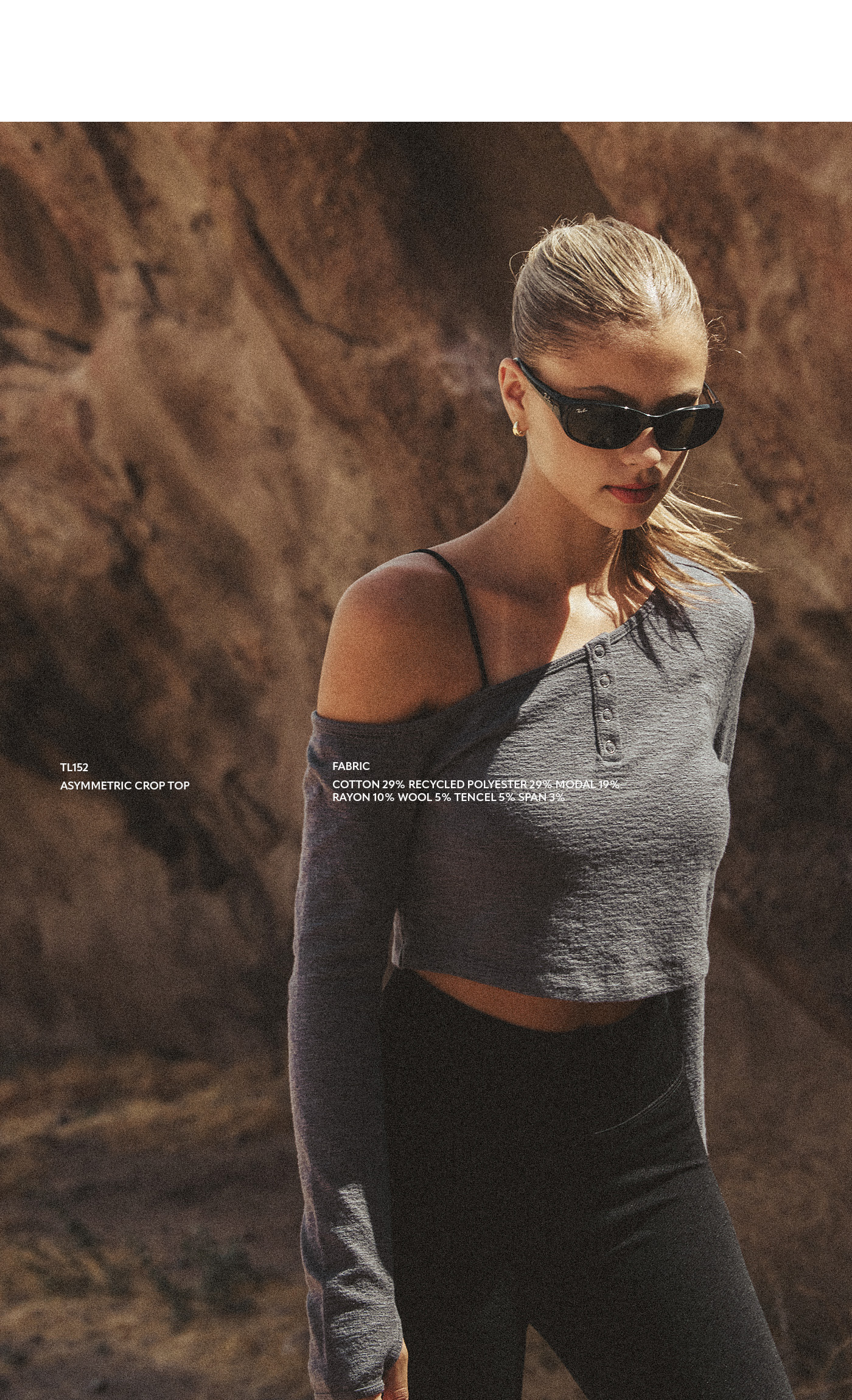 TL152 ASYMMETRIC CROP TOP CHARCOAL SOLID サイズ: SS