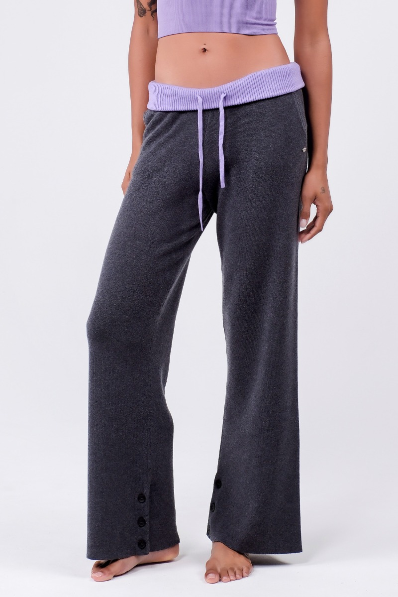 SB292 BLOCKED KNIT PANTS D.GRAY