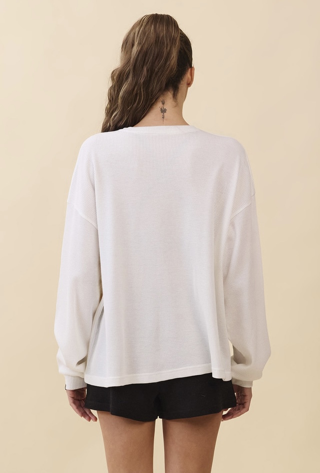 TL138 SOFT WAFFLE LONG TEE WHITE SOLID サイズ: ONESIZE