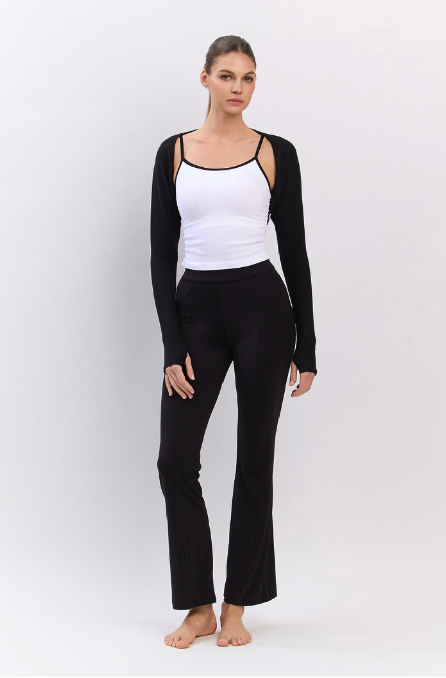 PL408 SLIT BOOT-CUT PANTS BLACK サイズ: S/M