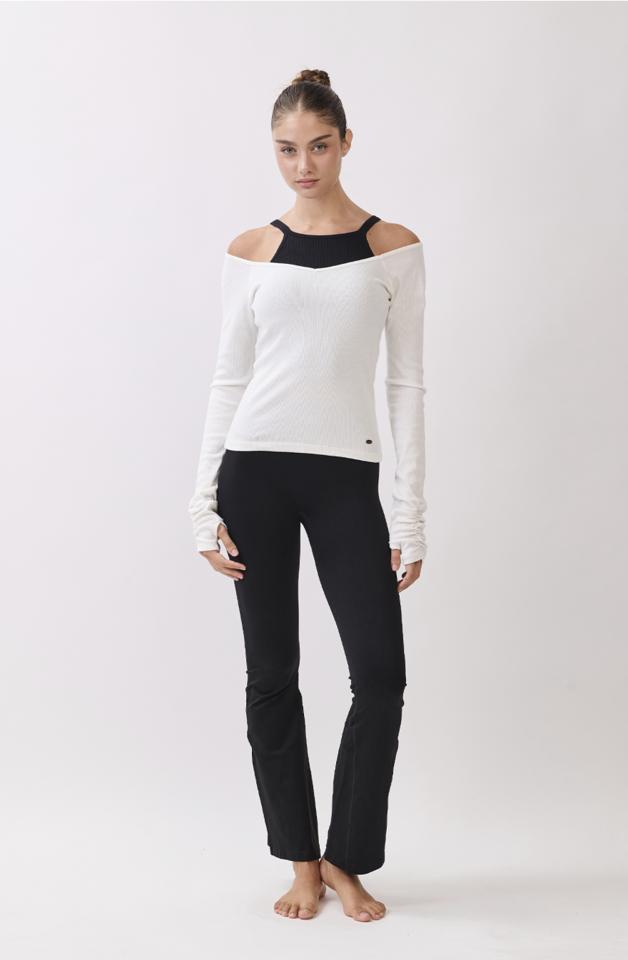 TL134 RIBBED L/SLEEVE T-SHIRT WHITE サイズ: S/M