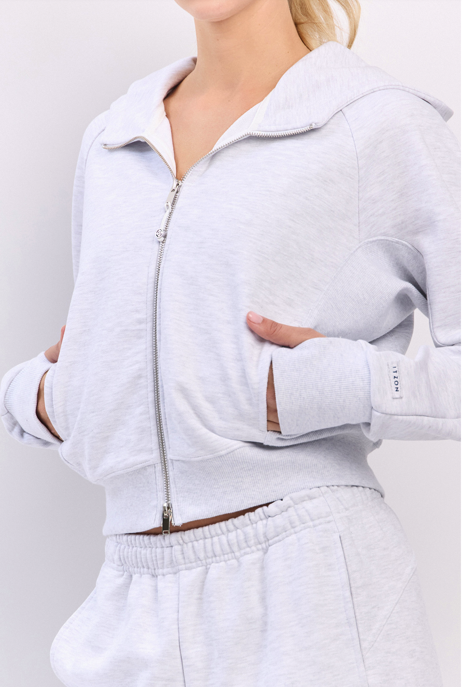 TZ141 RIBBED BLOCK ZIP-UP L.GRAY サイズ: ONESIZE